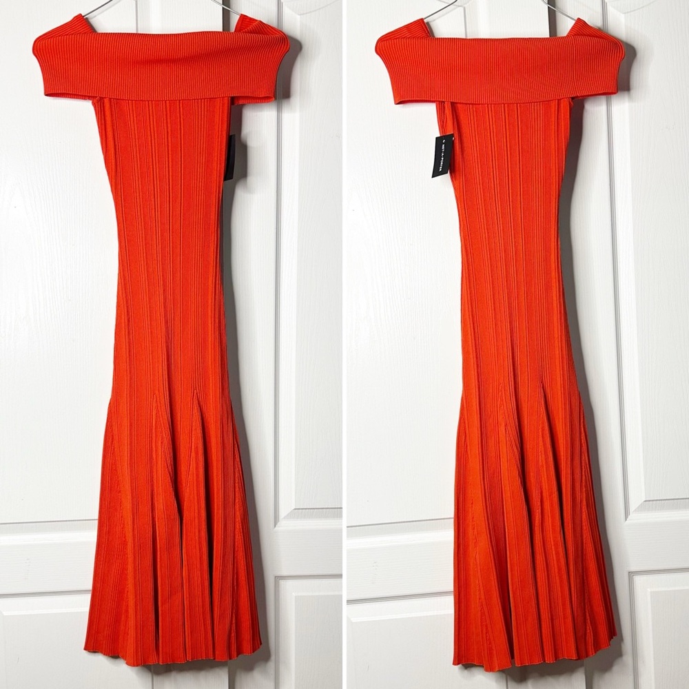 NWT Self-Portrait Off-The-Shoulder Ribbed-Knit Midi Dress Size Small - Picture 6 of 15